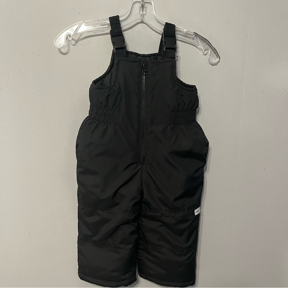 Carter snowsuit toddler, 2T ski bib pants, black zipper front insulated.